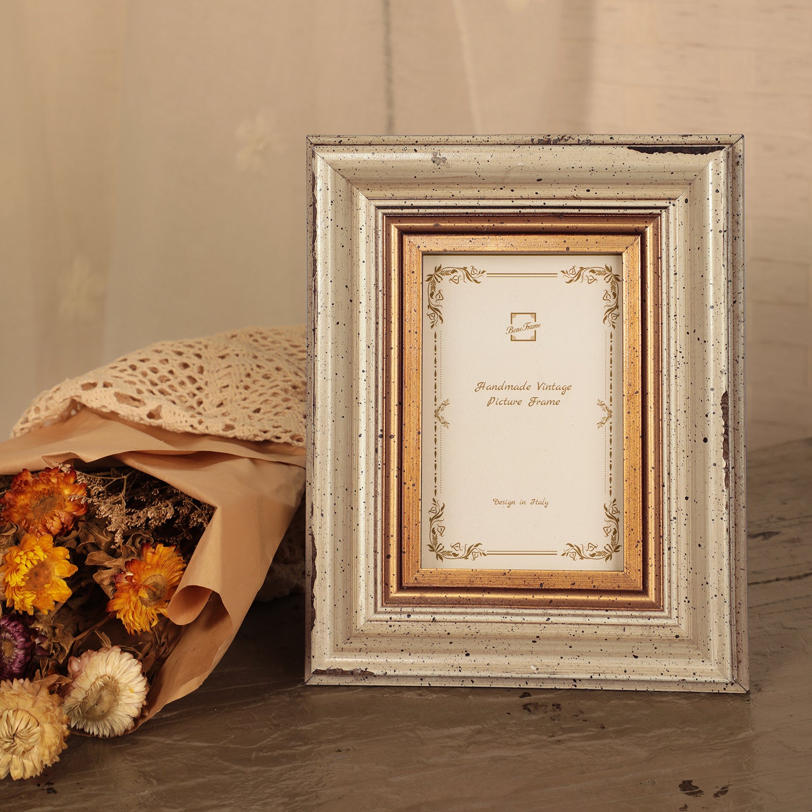 BeneFrame Handmade Vintage Wood Picture Frame - 3x3 